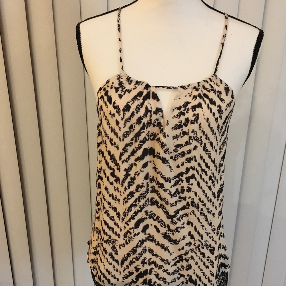 Parker, 100% silk,Animal print dressy top,Shoulder straps they crossing in back